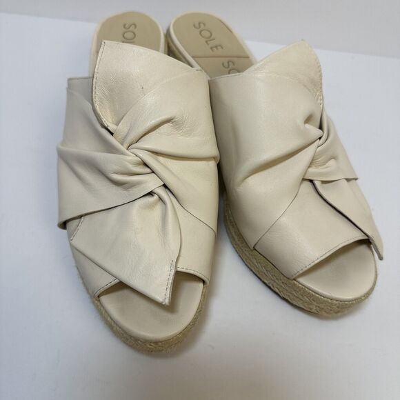 Sole Society Espadrille Beige Bow Wedges Size 8.5 - Picture 2 of 8